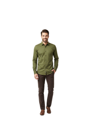 Casual Cotton Shirt - Olive Green