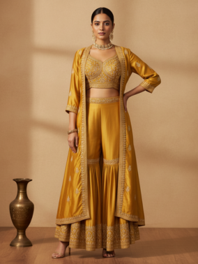 Festive Silk Co-Ord Set - Gold