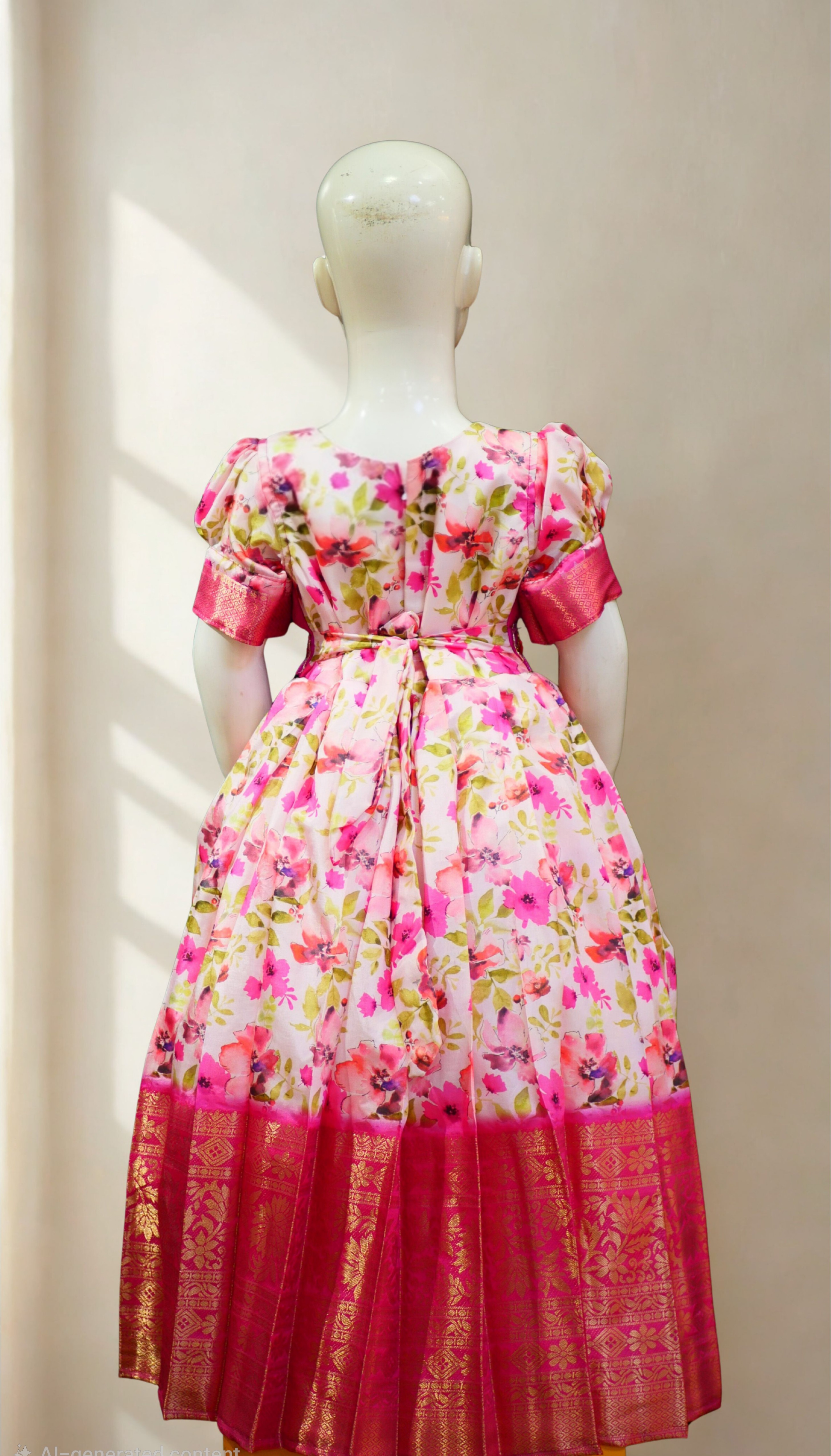 LONG FROCK FLORAL PATTU STYLE 