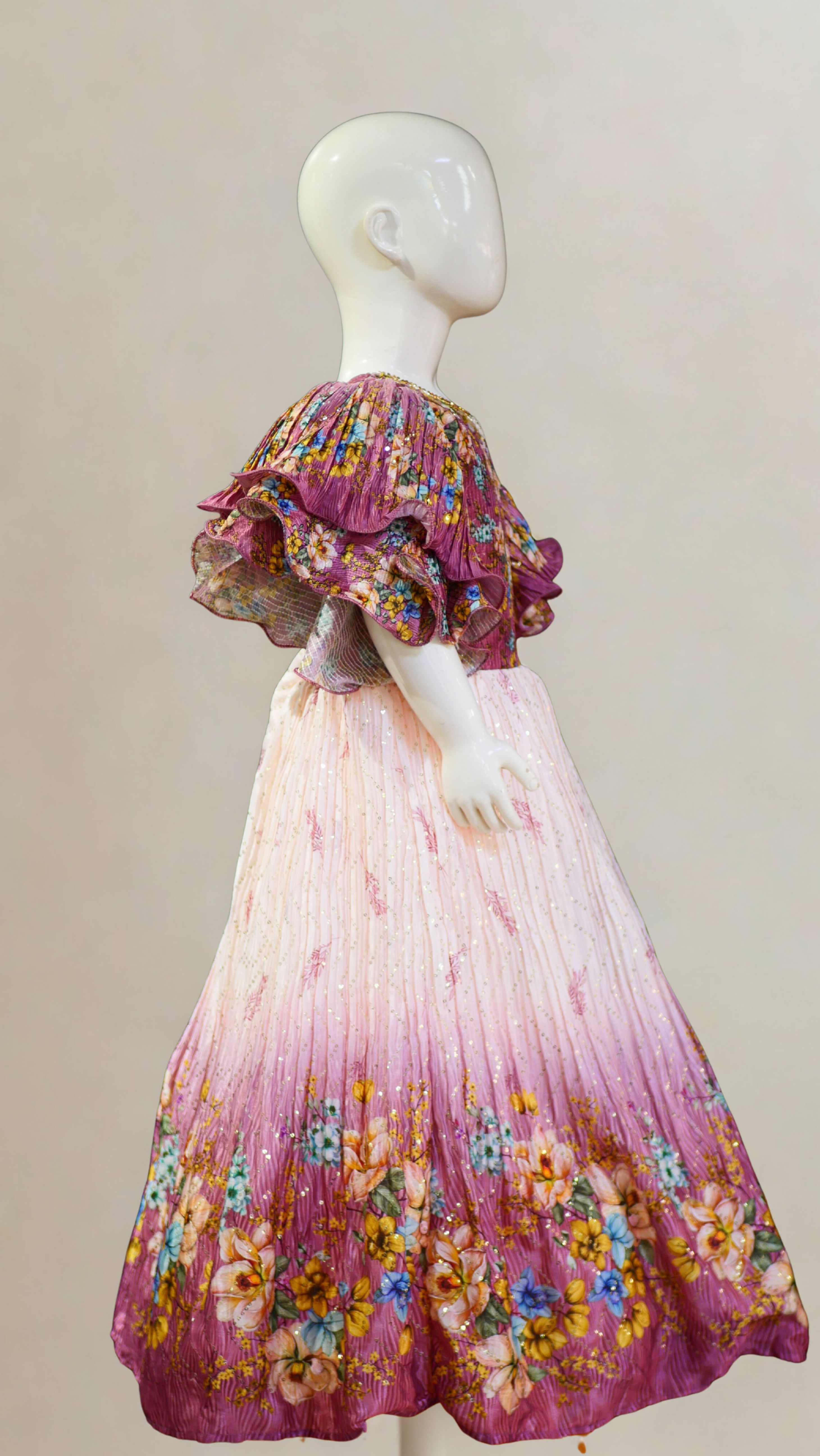 LONG FROCK CRUSH FABRIC