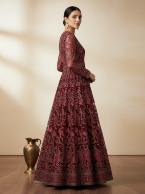 Net Embroidered Anarkali