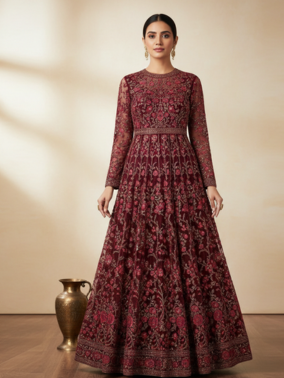 Net Embroidered Anarkali