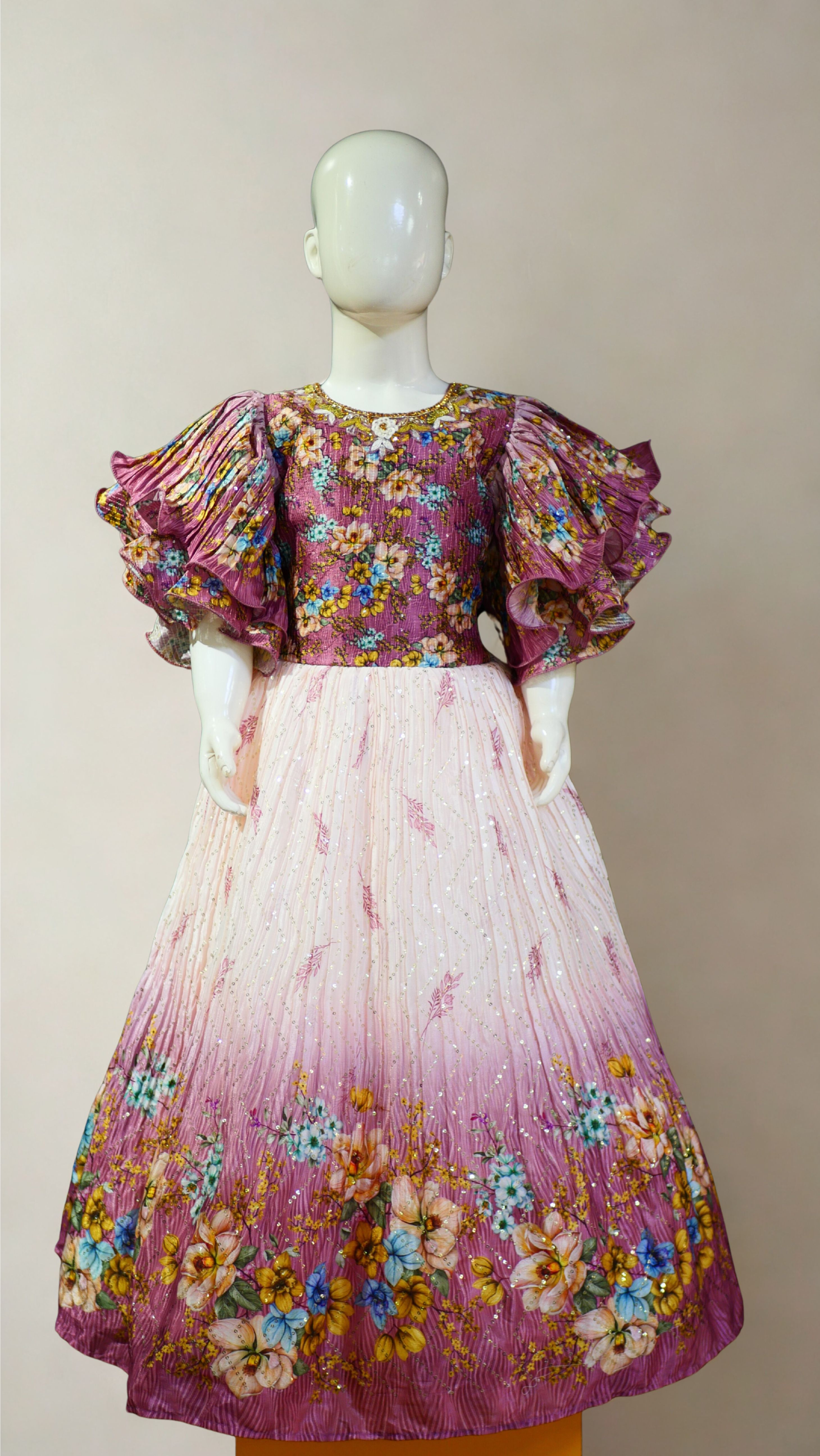 LONG FROCK CRUSH FABRIC